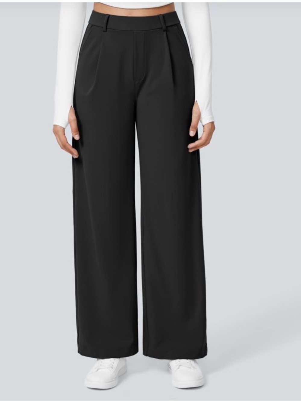 HALARA Black Wide-Leg Dress Pants for Women